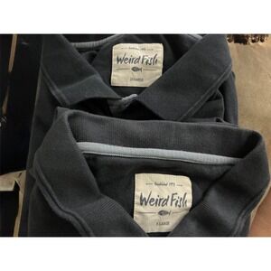 2 Weird Fish Mens Navy Blue Short Sleeve Polo One is XL, other is 2XL